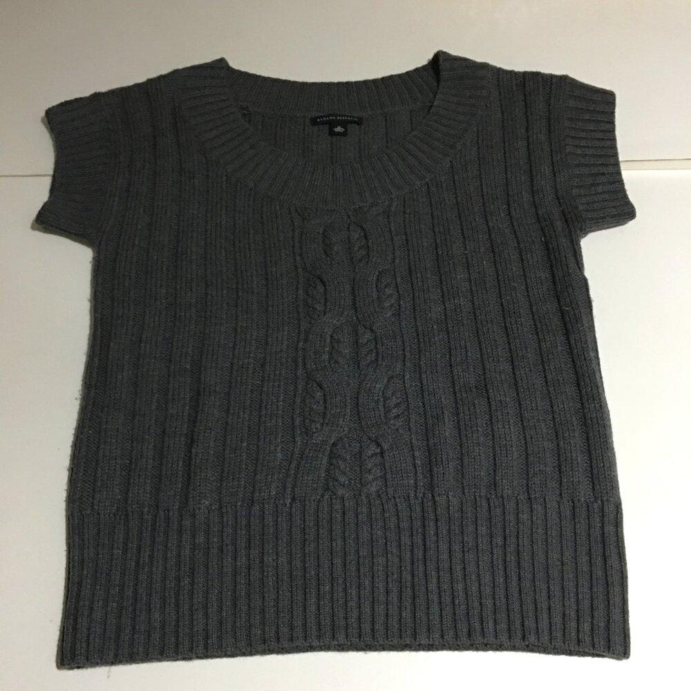 Banana Republic Cable Knit Sweater Gray Medium Merino Wool Business Casual - Picture 1 of 9